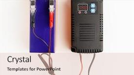  Presentation with electric car charging battery cells - PPT layouts consisting of car auto battery charger white background and a lemonade colored foreground