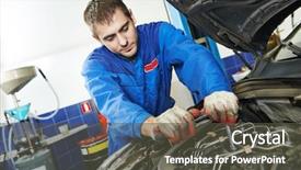  Presentation with auto industry - Colorful slide deck enhanced with car auto repair or maintenance backdrop and a dark gray colored foreground