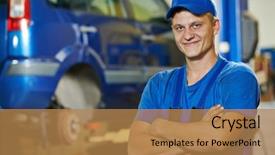  Presentation with mechanic car service repair maintenance - Presentation design enhanced with car auto repair or maintenance background and a  colored foreground