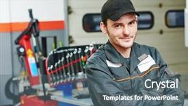  Presentation with mechanic car service repair maintenance - Beautiful PPT layouts featuring car auto repair or maintenance backdrop and a ocean colored foreground