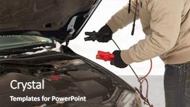  Presentation with vehicle - Slide set having car battery - transportation winter and vehicle concept background and a tawny brown colored foreground