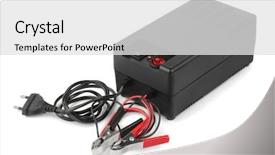  Presentation with acid - Slides enhanced with car battery charger isolated background and a light gray colored foreground
