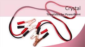  Presentation with battery - Colorful PPT theme enhanced with car battery jumpers isolated backdrop and a coral colored foreground