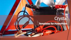  Presentation with battery - Amazing PPT theme having car battery with two jumper backdrop and a tawny brown colored foreground