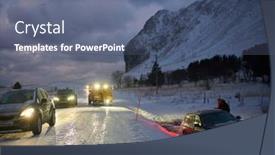  Presentation with car accident - Slide deck having car-being-towed-after-accident background and a ocean colored foreground