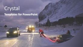  Presentation with car accident - Presentation consisting of car-being-towed-after-accident background and a gray colored foreground