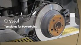  Presentation with car brake - Presentation design with car brake disc without wheels background and a gray colored foreground