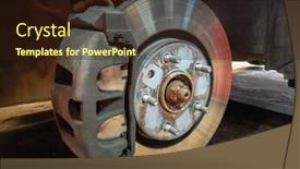  Presentation with brake - Presentation design with car-brake-disc-without-wheels background and a wine colored foreground