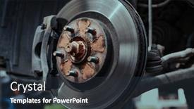  Presentation with car brake - Presentation design consisting of car-brake-disk-close-up background and a tawny brown colored foreground