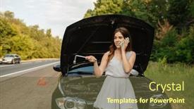  Presentation with road - Slide deck enhanced with car breakdown woman on road calling for help background and a tawny brown colored foreground