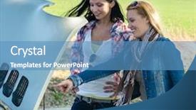  Presentation with motor engine - Amazing presentation design having car breakdown women looking under hood point motor engine backdrop and a teal colored foreground