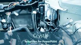  Presentation with repair shop - PPT theme with car-cable-with-wires background and a ocean colored foreground
