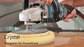  Presentation with car service - Audience pleasing PPT layouts consisting of car care with power buffer backdrop and a yellow colored foreground