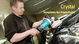  Presentation with car service - Audience pleasing PPT theme consisting of automobile - children crosswalks - pedestrian crossing backdrop and a gray colored foreground.