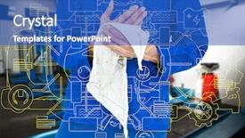  Presentation with car cleaning - Cool new slides with car cleaning - cropped image of mechanic wiping backdrop and a teal colored foreground