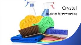  Presentation with car cleaning - PPT theme featuring car cleaning supplies on white background and a white colored foreground