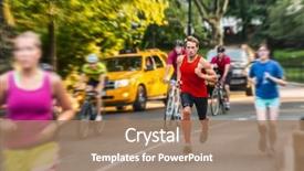  Presentation with marathon running race - Colorful PPT layouts enhanced with athletic club - runner athlete man running backdrop and a coral colored foreground