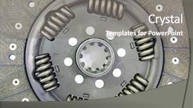  Presentation with supply chain gear - PPT layouts having car clutch gear close up background and a gray colored foreground
