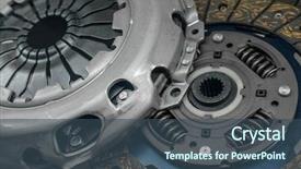  Presentation with gear - Slide set consisting of car clutch gear close up background and a ocean colored foreground