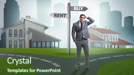  Presentation with crossroads - PPT layouts consisting of car comparison - businessman at crossroads betweem buying background and a  colored foreground