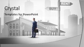  Presentation with crossroads - PPT layouts enhanced with car comparison - businessman at crossroads betweem buying background and a  colored foreground