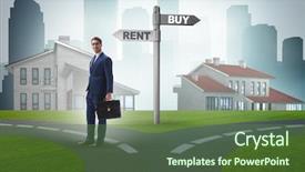  Presentation with crossroads - Beautiful PPT theme featuring car comparison - businessman at crossroads betweem buying backdrop and a  colored foreground