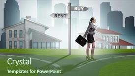  Presentation with crossroads - Beautiful slide set featuring car comparison - businesswoman at crossroads betweem buying backdrop and a  colored foreground