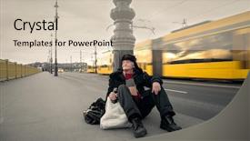  Presentation with comparison - Audience pleasing PPT theme consisting of car comparison - streets backdrop and a soft green colored foreground