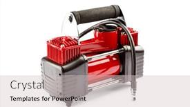  Presentation with electric car - Amazing theme having car-compressor-isolated-on-white backdrop and a soft green colored foreground