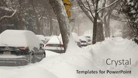  Presentation with canada - Amazing slide deck having car-covered-of-snow backdrop and a light gray colored foreground
