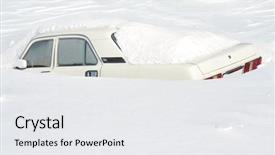  Presentation with snow - Slide set enhanced with car covered with snow background and a white colored foreground