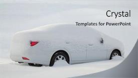  Presentation with snow - PPT theme enhanced with car covered with snow background and a light gray colored foreground