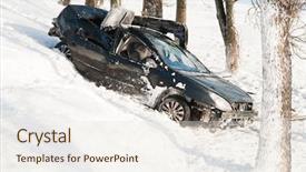  Presentation with traffic accident - Amazing presentation theme having car crash accident at snow backdrop and a sky blue colored foreground