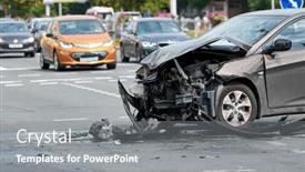  Presentation with street accident - Presentation theme consisting of car-crash-accident-collision background and a gray colored foreground