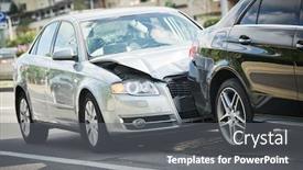  Presentation with street accident - Presentation design consisting of slippery - car crash accident on street background and a gray colored foreground