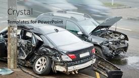  Presentation with street accident - Slide set featuring car-crash-accident-on-street background and a light blue colored foreground