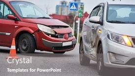  Presentation with street accident - PPT theme consisting of car-crash-accident-on-street background and a gray colored foreground