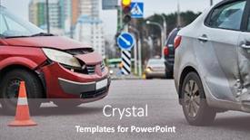  Presentation with street accident - PPT theme featuring car-crash-accident-on-street background and a gray colored foreground