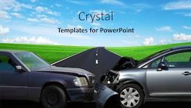  Presentation with street accident - Cool new PPT layouts with car-crash-accident-on-street backdrop and a light blue colored foreground