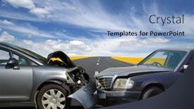  Presentation with street accident - Slide deck enhanced with car-crash-accident-on-street background and a light blue colored foreground