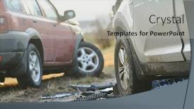  Presentation with street accident - Amazing slide deck having car-crash-accident-on-street backdrop and a light gray colored foreground
