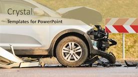  Presentation with street accident - Audience pleasing presentation theme consisting of car-crash-accident-on-street backdrop and a coral colored foreground