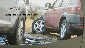  Presentation with crash - Presentation design consisting of car-crash-accident-on-street background and a light gray colored foreground