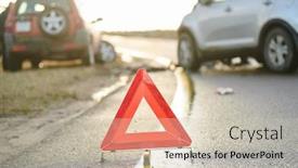  Presentation with street accident - Cool new PPT theme with car-crash-accident-on-street backdrop and a soft green colored foreground