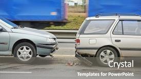  Presentation with car accident - Audience pleasing presentation theme consisting of car crash collision accident backdrop and a gray colored foreground