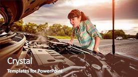  Presentation with sad woman diamond ring - Theme enhanced with car damage to vehicle problem background and a tawny brown colored foreground