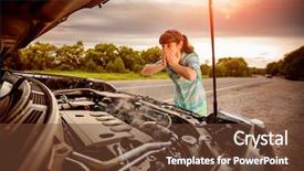  Presentation with intelligent car intelligent vehicle and - Slide deck consisting of car damage to vehicle problem background and a tawny brown colored foreground