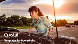  Presentation with intelligent car intelligent vehicle and - PPT layouts with car damage to vehicle problem background and a tawny brown colored foreground