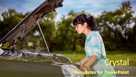  Presentation with road - Beautiful PPT theme featuring car damage to vehicle problem backdrop and a tawny brown colored foreground