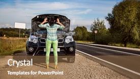  Presentation with vehicle - Audience pleasing theme consisting of car damage to vehicle problem backdrop and a coral colored foreground